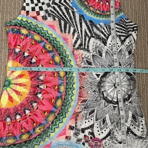 Fleur De Lis Mandala Print Lace Overlay Shift Dress - Picture 14 of 15